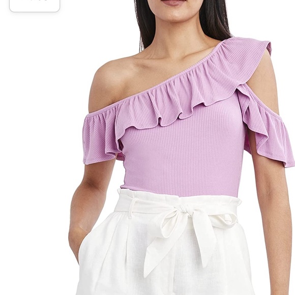 BCBGMAXAZRIA Asymmetric Ruffle Top in Purple - Picture 8 of 10